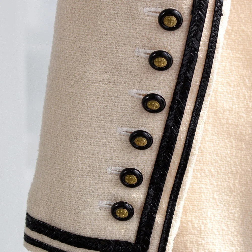 Chanel Vintage S/S 1995 Ivory Ecru Black Gold Zip Tweed 95P Jacket - Picture 8 of 15